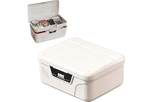 CHIZIYIXIN 2 Layer Medicine Storage Box,Lockable Medicine Box with Code,Removable Tray,First Aid Emergency Combination Lock Container Medical Storage Organiser Bins for Home Office School Cabinet (White)