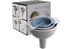 Starchef Kitchen Funnel Set-With Detachable Filter Strainer-3 Pack Hygienic Funnels for Transferring Liquid,Juice,Fluid,Powder,Seasoning,Beans-3 colors