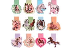 ‎O-KINEE 12 Stück Magnetische Lesezeichen Kinder, Lesezeichen Pferd Mitgebsel, lesezeichen magnetisch mit Pferdemotiven, Kindergeburtstag Pferde Mädchen Geschenk für Schüler Buchliebhaber