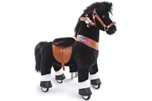 PonyCycle Oficial Clásico Modelo U Montar a Caballo Animal Que Camina con Ruedas Caballos de Juguete para Montar Niños (con Freno y Sonido/Talla 3 para Edades de 3-5 años) Caballo Negro Ux326