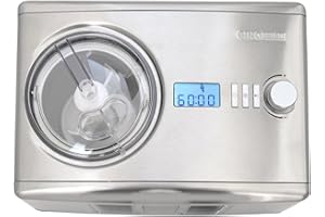 Gino Gelati Eismaschine mit Kompressor Helado Speiseeismaschine Eisbereiter, 1,5 Liter Kapazität, silber, 250 Watt Leistung, Edelstahl, leichte Reinigung