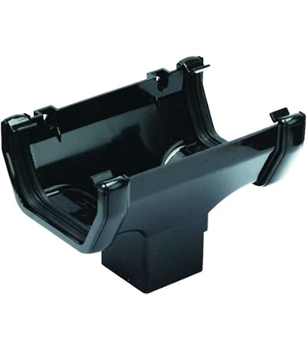 Floplast Conduit Carré 65 Mm - Lot De 5 évacuations Excentrées Noir Pour Gouttière - 2