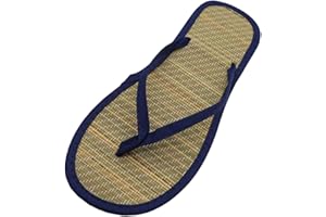TDEOK Tongs pour Homme Et Femme, Pantoufles De Paille Été Bambou Flip Flops Sandales pour Adultes Chaussures De Plage Et Piscine pour Couple Claquettes Antidérapant Pantoufles Plat Léger