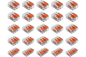 Wago 2 Port (10) 3 Port (10) 5 Port (5) 221 Splicing Connector, Lever-Nut Assortment Pocket Pack for All Wire 12-24 AWG, ‎Pack of 25, Transparent