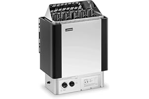 Uniprodo UNI_SAUNA_S9.0KW Saunaofen elektrisch 9 kW 30 bis 110 °C inkl. Steuerung Überhitzungsschutz Timer Zeitschaltuhr Sauna Ofen für 9-13 m³ Saunazubehör Wandmontage möglich Trockendampfsauna