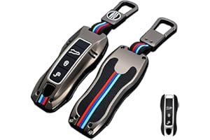 Otai Aleación de Zinc Cubierta de la Llave del Coche Caso Compatible con Porsche Cayenne 911 Lepin Macan Panamera Gt3 Carcasa de Llave Inteligente 3 Botones (Mate)