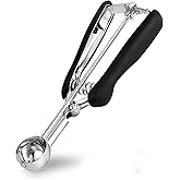 Small Ice Cream Scoop 2 TSP, TJ POP Stainless Steel Cookie Scoop 30mm with Easy Trigger Good Grips for Mashed Potato, Meatbal