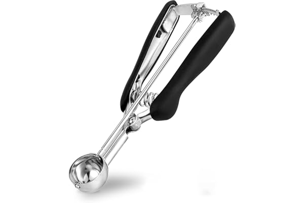 Mini Cuillère à glace 3cm, TJ POP Petite Cuillère à Glace en Acier Inoxydable avec Gâchette et Poignée Confortable pour Boule à Glace, Pâtisserie, Boule à Melon