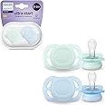 Philips Avent Ultra Start Soothers, Orthodontic Dummies Designed for Newborns, Silicone Symmetrical Teat, BPA Free, with Sterilising/Carrying Case, 2 Pack, Model SCF075/02