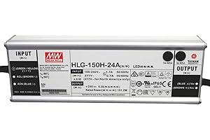 ILUMINIZE HLG-150H-24A : MEAN WELL Bloc d'alimentation LED 150 W, 24 V, IP65, tension et courant réglables (24 V 150 W)