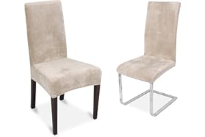 ‎BEAUTEX BEAUTEX 2er Set Stuhlhussen, elastische Stretch Hussen Bi-Elastic, Motiv und Farbe wählbar (Motiv Maya, Farbe Natur)