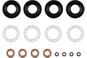 Auptiz Guarnizioni iniettore Adatto per Peugeot Citroen 1.6 HDI,Set di 16 pezzi kit rondella guarnizioni iniettori diesel,Kit o-ring per iniettori diesel