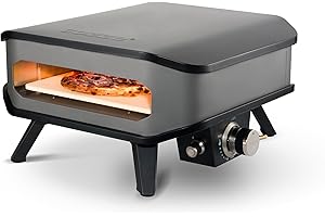 ‎MILLARCO cozze® Gas Pizza Ofen | mobiler Pizzaofen | Pizzastein Gasgrill bis 400°Grad regelbar | mit 34x34 cm Pizzastein | Tragbar für Terrasse und Balkon | Schwarz, Test "SEHR GUT"