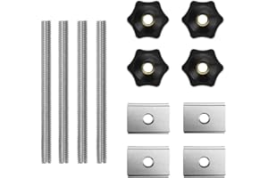 KLYNGTSK 12PCS T-Track Sliding Nut M8 T-Slot Bolts Aluminum Alloy Slot Fastener Set with Stainless Steel T-Slot Nut and Plastic T-Track Bolts Knobs for Woodworking Tool Workbenches Jigs and Fixtures