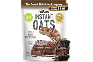 NÄTOO Farina di Avena Aromatizzata, 1 kg, Ideale per Pancake Proteici, Instant Oats, Avena Istantanea Gusto Brownie Cioccolato