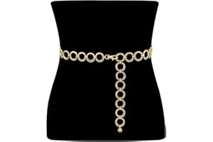 JZTRADING Gold Belt Metal O-ring Chain Belts For Women Adjustable Ladies Waist Chain Belts For Dresses Jeans