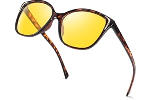 Myiaur Night Driving Glasses for Women Polarised Anti Glare Trendy Yellow Lenes Night Vision Glasses for Rainy Foggy