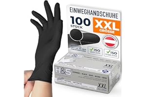 ‎ISC HYGIENE & SAFETY ISC Hygiene & Safety Nitrilhandschuhe L, Einweghandschuhe, Einmalhandschuhe, Kochhandschuhe Lebensmittel - puderfrei non latex latexfrei - Gummihandschuhe Einweg - XXL schwarz