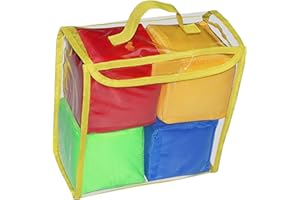 N\C sharprepublic Juego de Dados de 4 x 10 cm, Cubos de Espuma Suave con Bolsillos Transparentes, Cubos de Aprendizaje Personalizables