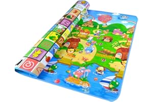GENIKEER Alfombra De Juegos Plegable Para Bebes Y Niños, Alfombra De Actividades Para Bebe, Esterilla Juego Plegable De Doble Cara De 5 Mm De Grosor, Alfombra Infantil Plegable Suelo Para Bebes - 180x120cm
