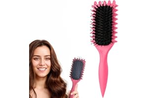 Maxmana Secret Curl Defining Brush, Styling Brush for Detangling, Combing, Shaping and Defining Curls for Women and Men, Less Pulling, Reduces Pulling and Curl Separation (Pink)