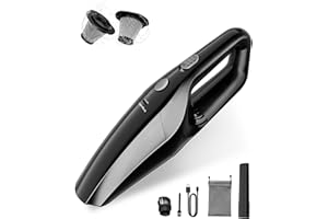 TEMOLA Handheld Vacuum Cleaner Cordless, 12000PA Car Vacuum Cleaner Powerful Suction Rechargeable with Stainless Steel Filter, Mini Portable Hand held Vacuum Cleaning Kit for Home Kitchen Car Pet Hair