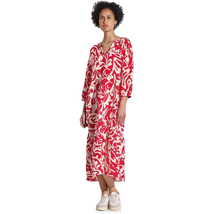STREET ONE Damen Kleid Mit Druck – Langärmlig, Knielang, Bequemer Stretch-Stoff
