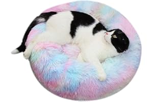 TVMALL Dog Bed Cat Bed Cushion Faux Fur Dog Beds for Medium Small Dogs Self Warming Indoor Round Donut Pillow Cuddler Amazing Cat Bed and Dog Bed Mats Cushion for Joint-Relief and Improved Sleep