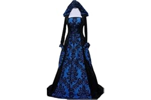 COSCOOL Vestido retro medieval para mujer, con mangas trompeta, medieval victoriana, vestido de reina renacentista, gótico, maxi vestido de carnaval, Halloween, fiesta, princesa, disfraz