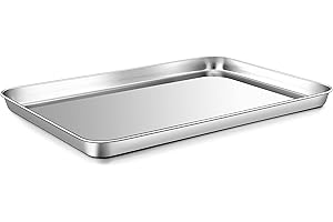 Baking Tray, Onader Stainless Steel Rectangle Baking Cookie Sheet Pan, Large Professional Oven Tray for Cooking Serving, Non Toxic & Healthy, Mirror Finished & Dishwasher Safe, 40.5x30.5x2.5cm
