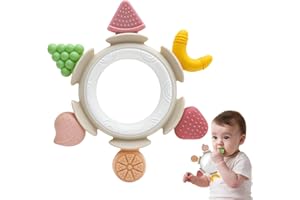 AITUITUI Fruta Mordedor Chupete Regalo Ideal Cosas Bebés Juguete 0 3 6 9 Meses Dentición, Juguetes Sensoriales Silicona Educativo Dientes Masticar, Recién Nacido Niño Niña Navidad Cumpleaños Regalo, Marrón