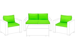 Gardenista Coussins de siège d'extérieur pour meubles en rotin Keter Allibert California | Coussin résistant à l'eau | Polyester doux et durable | Rembourrage léger | 8 pièces (vert citron)