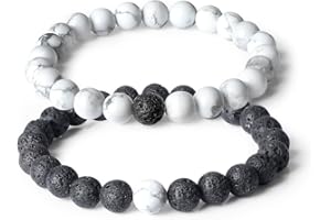 COAI Bracelets pour Couples Pierres Véritables Cordon Élastique