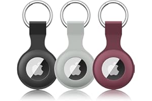 Wanme Silikonowe etui do Apple AirTag z brelokiem do kluczy, AirTags silikonowe, przenośne etui ochronne do Apple AirTag Case Tracker (czarne + burgundowe + szare)