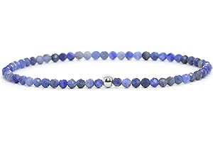 Echtes Sodalith Edelstein Armband mit facettierten 3mm Perlen - verschiedene Längen - Heilstein Schutzstein Edelsteinarmband Glücksbringer Talisman Geschenk (Sodalith, 18CM)