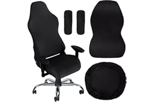 Wiainty 4pcs Rivestimento per Sedia da Gioco, Copri Sedia Gaming 4 pezzi, Copertura per Sedia da Gaming Nero, Braccioli Schienale della Sedia da Ufficio per Sedie da Computer, Sedia da Gioco