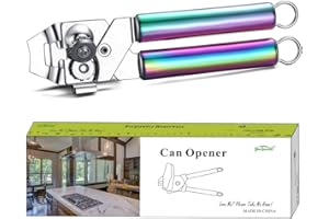Berglander Can Opener, Stainless Steel Rainbow Handle Can Opener, Titainium Colorful Plating Handle Can Opener Hand Held, Smooth Edge Manual Can Opener, Heavy Duty (Rainbow)