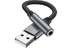 Yisica USB to 3.5mm Headphone Adapter, USB A to Aux Jack Audio Adapter Cable Cord for PS5 PS4 PC Windows Mac Linux Laptop Desktop and More