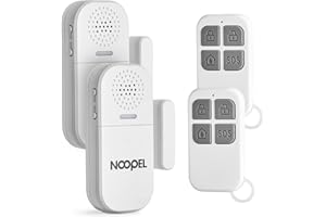 NOOPEL Door Alarms When Opened, 2 Pack Window Alarms for Security with Remote, 2-in-1 Alarm & Chime, 5-level Volume Control, Door Alarm Sensor for Kids Safety, Burglar Alert for Home, Shop, Office, Garage