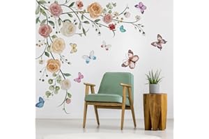 Runtoo Wiszący kwiat winorośl naklejki ścienne piwonia kwiatowy motyl naklejki ścienne dla dziewcząt sypialnia salon tło telewizora dekoracja domu