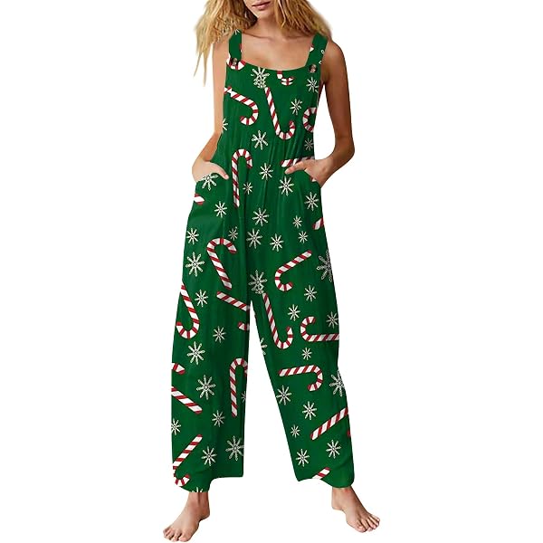 Weihnachten Latzhose Damen Lustige Druck Jumpsuit C Produktbild-Vorschau 5