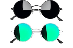 Joopin Redondas Gafas de Sol Hombre y Mujer Polarizadas Estilo Steampunk Retro Vintage Círculo Marco Metálico UV400 Protección