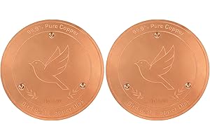 Goktvai 2pcs Bird Bath Cooper Disks, 99.9% Pure Copper Pure Purification Disk Universal Fit Accessory for Outdoor Bird Shower Baths & Fountains Naturally Keeps Water Clean