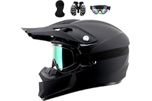 MOHELMHUI Motocrosshelme Schwarz, Jugend Offroad-Helme, Downhill Fullface Motocross Helm, Enduro-Helme, MTB ATV MX-Helme, Crosshelme, Motorradhelme, Für Damen, Herren, Erwachsene, Mit Brille Handschuhe