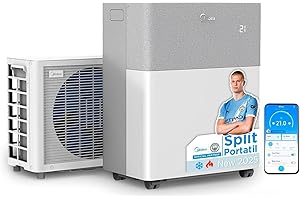 Midea Portasplit Pinguino Aire Acondicionado 4 en 1 | 3000 frigorías / 12000 BTU | Split Portátil Silencioso Bajo Consumo 42m2 | Enfriador, Deshumidificador, Calefactor, y Ventilador