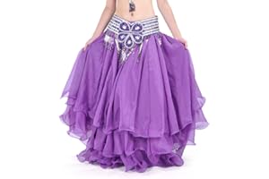 Hoerev Gonna in mussola di seta per danza del ventre, maxi gonna a più strati