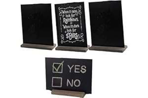 YIPUETERNITY 4pcs Mini Chalkboard Signs with Stand, 22 x 15cm Small Blackboard A5, Double Sided Small Message Chalkboard Sign, Wooden Tabletop Chalk Board for School,Wedding,Party,Birthday,Resturant Bar Display