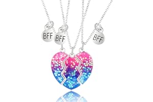 MenYiYDS 3 pezzi BFF Collane Best Friends Collana a catena dell'amicizia Regali di compleanno Ciondolo a catena Regali per ragazze (rosa e blu)