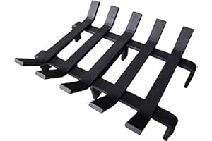 Hi-Flame Log Grate Heavy Duty Solid Steel Burning Fireplace Wood Stove Firewood Holder, 13 INCH, 13 x 10 x 4 Inch Matt Black
