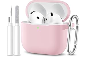 Maledan Cover Compatibile con AirPods 4 2024 Custodia, Case Protettiva Antiurto in Silicone Morbido per Apple AirPods 4 Generazione Custodia con Kit di Pulizia e Moschettone [LED visibile],Rosa